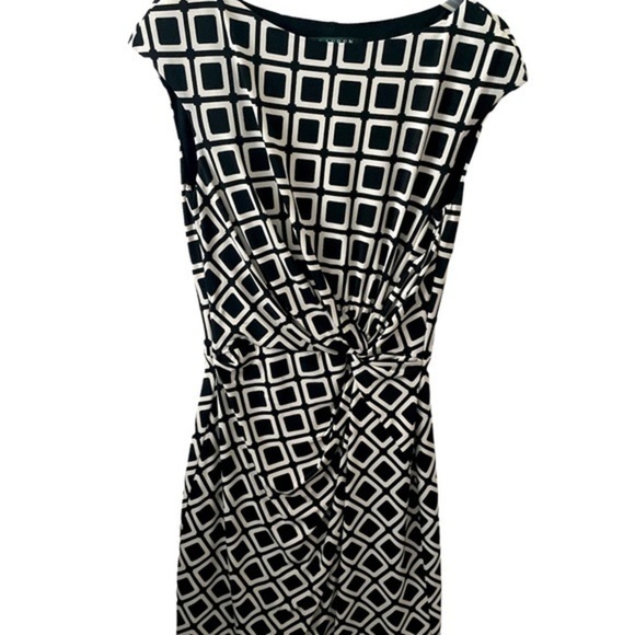 Lauren by Ralph Lauren Dress Women's Black Printed Twist Colonial Dress Sz 4 - Picture 1 of 7